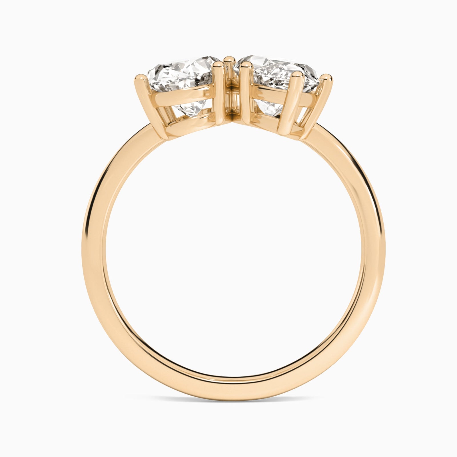 Toi Et Moi Oval and Marquise Diamond Engagement Ring In 14K Rose Gold, Top View