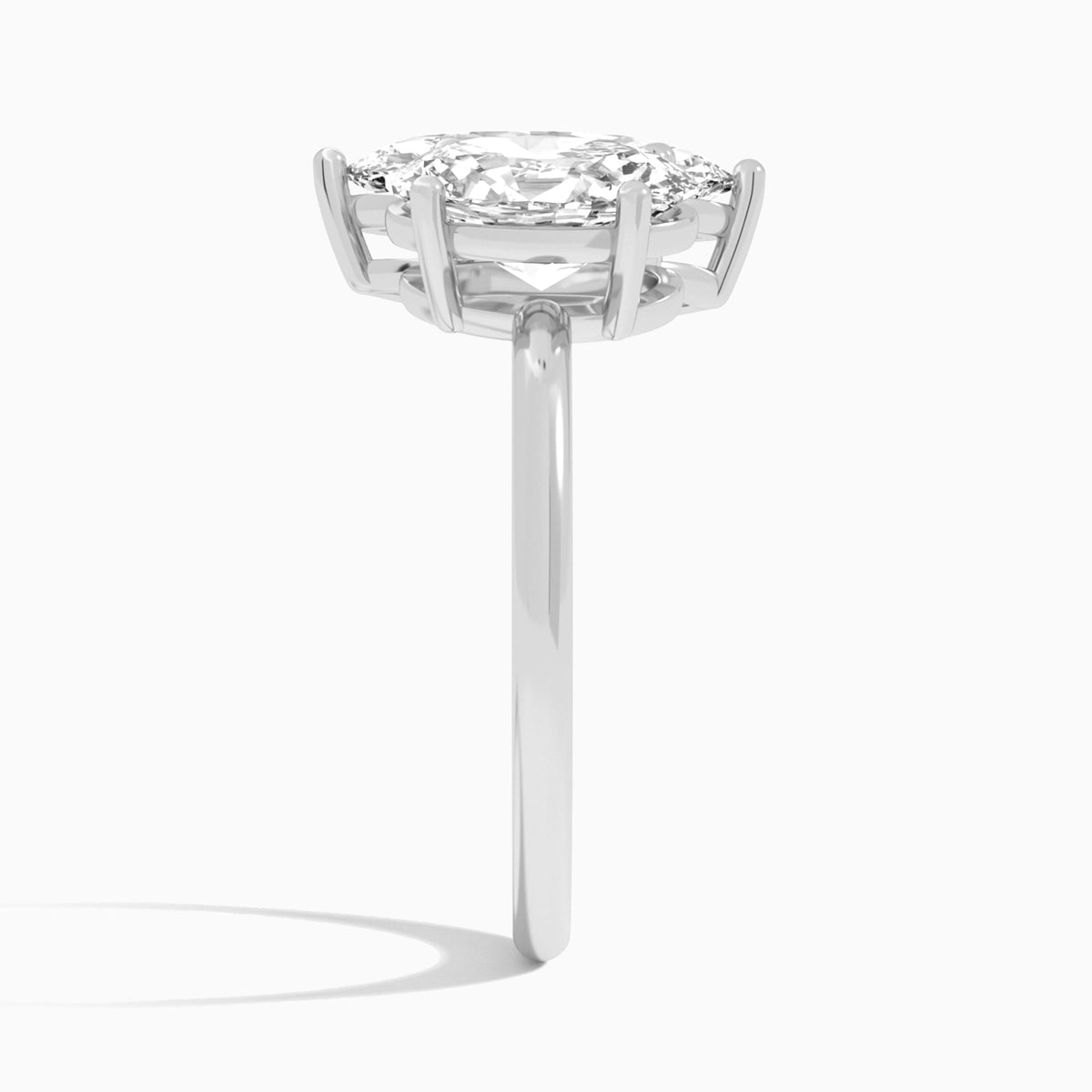Toi Et Moi Oval and Marquise Diamond Engagement Ring In 18K White Gold, Side View