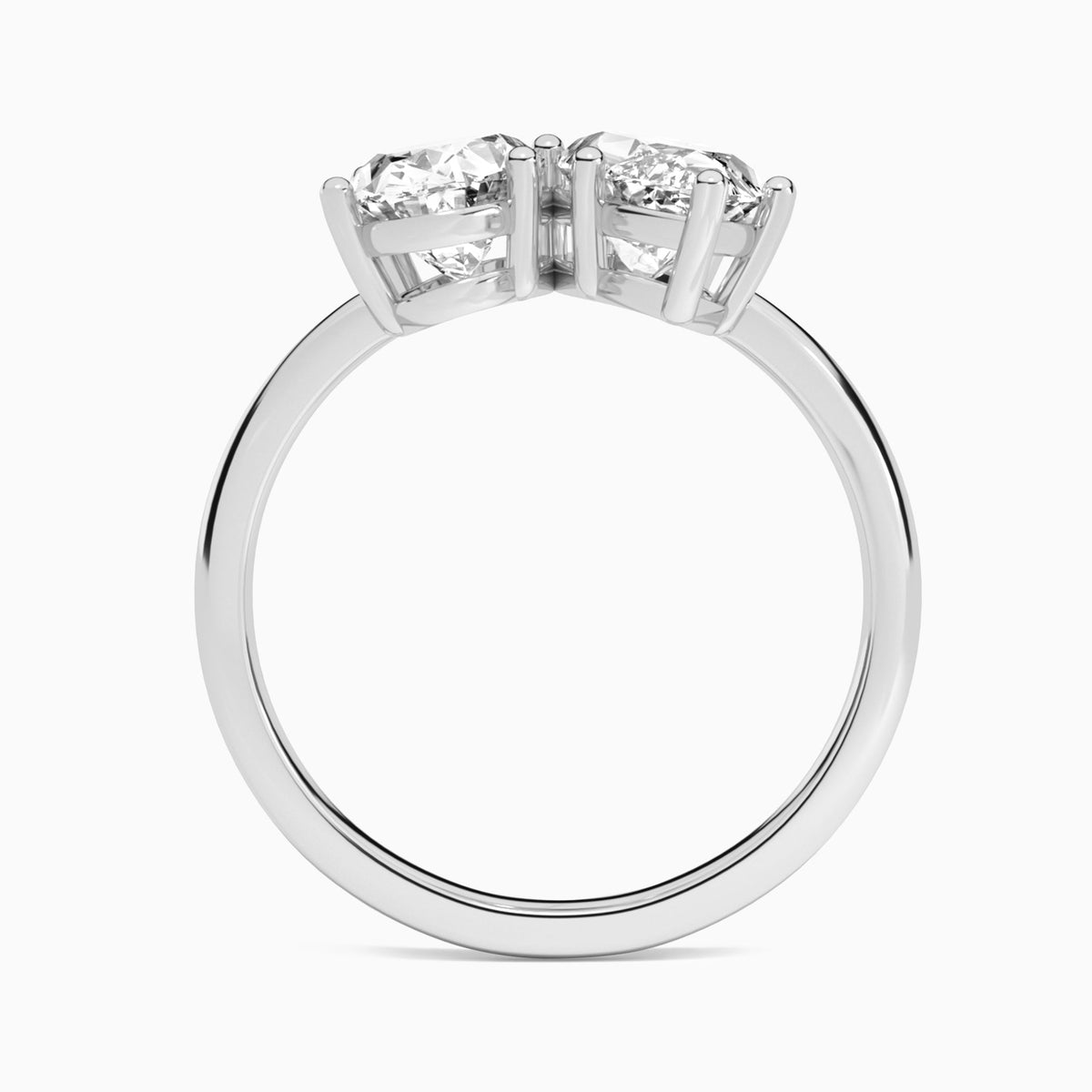 Toi Et Moi Oval and Marquise Diamond Engagement Ring In 18K White Gold, Top View