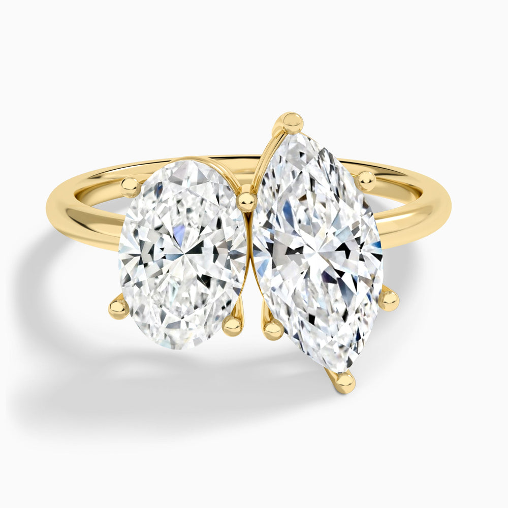Toi Et Moi Oval and Marquise Diamond Engagement Ring In 14K Yellow Gold - Lucenjuri