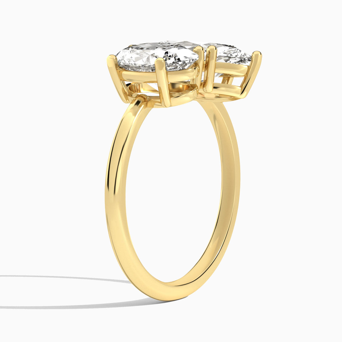 Toi Et Moi Oval and Marquise Diamond Engagement Ring In 18K Yellow Gold, Angle View