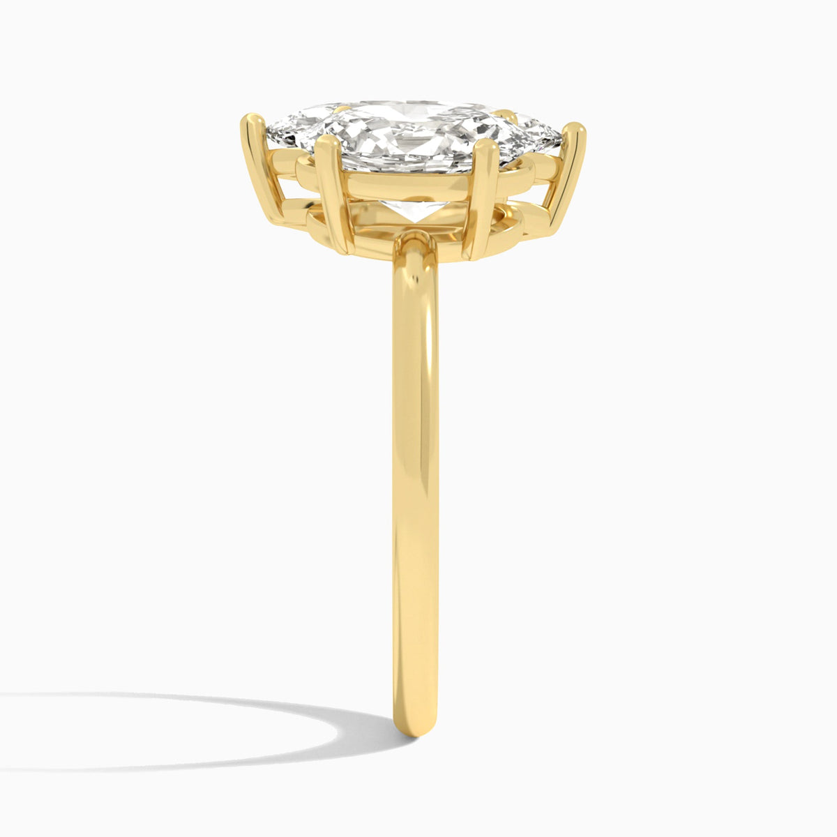 Toi Et Moi Oval and Marquise Diamond Engagement Ring In 18K Yellow Gold, Side View