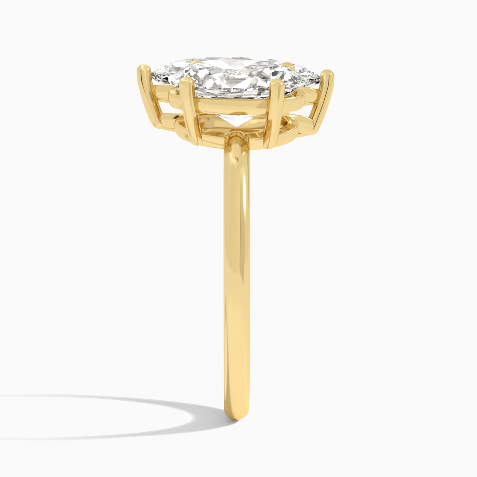 Toi Et Moi Oval and Marquise Diamond Engagement Ring In 14K Yellow Gold, Side View