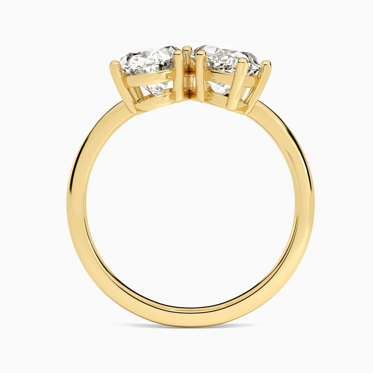 Toi Et Moi Oval and Marquise Diamond Engagement Ring In 18K Yellow Gold, Top View