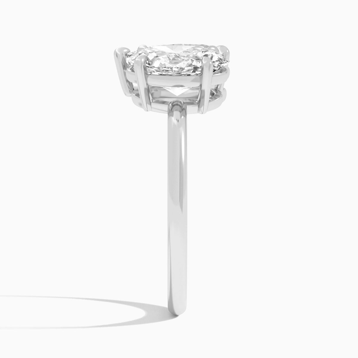 Toi Et Moi Oval and Pear Diamond Engagement Ring In Platinum, Side View