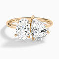Toi Et Moi Oval and Pear Diamond Engagement Ring In 14K Rose Gold - Lucenjuri
