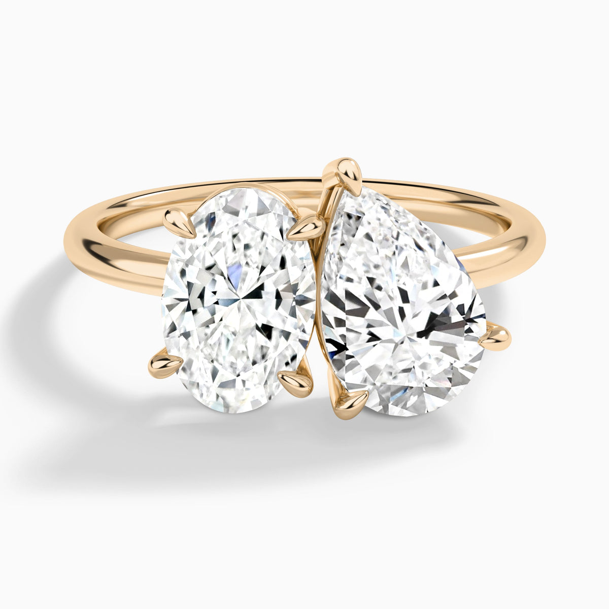 Toi Et Moi Oval and Pear Diamond Engagement Ring In 14K Rose Gold - Lucenjuri