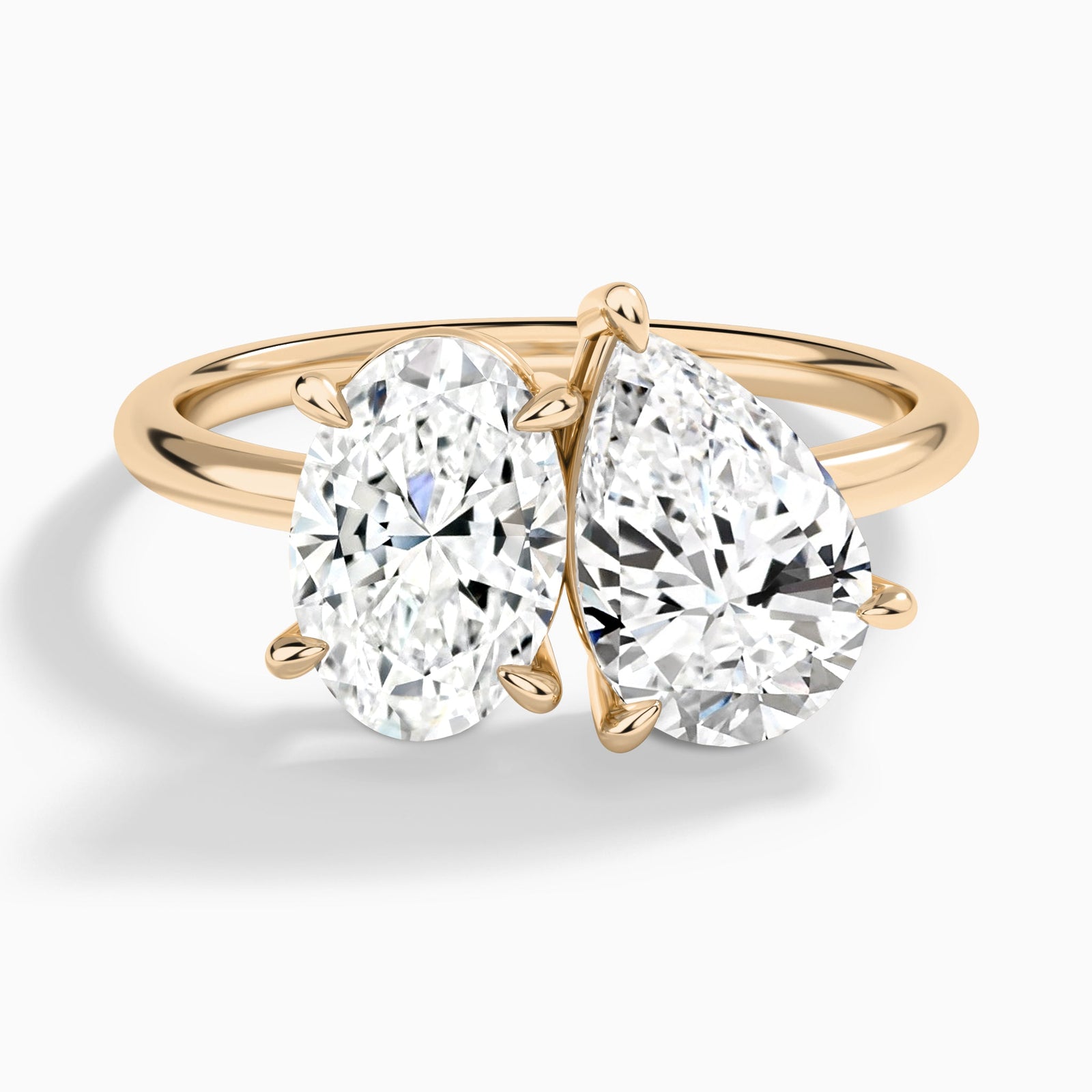 Toi Et Moi Oval and Pear Diamond Engagement Ring In 14K Rose Gold - Lucenjuri