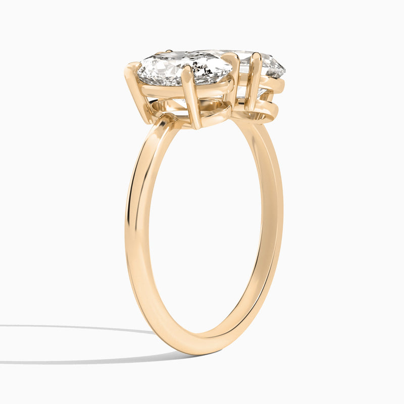 Toi Et Moi Oval and Pear Diamond Engagement Ring In 14K Rose Gold, Angle View