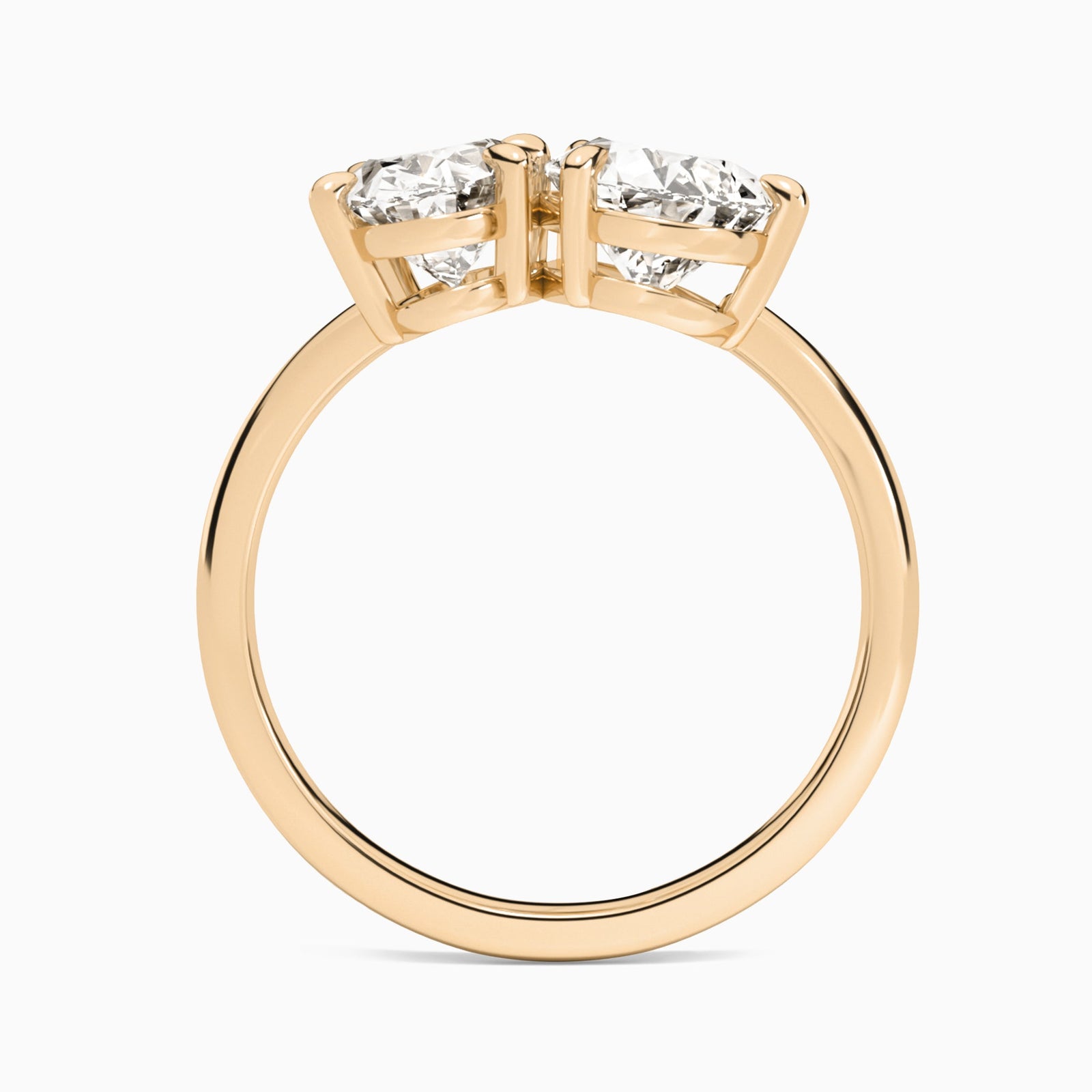 Toi Et Moi Oval and Pear Diamond Engagement Ring In 14K Rose Gold, Top View