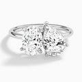 Toi Et Moi Oval and Pear Diamond Engagement Ring In 14K White Gold - Lucenjuri