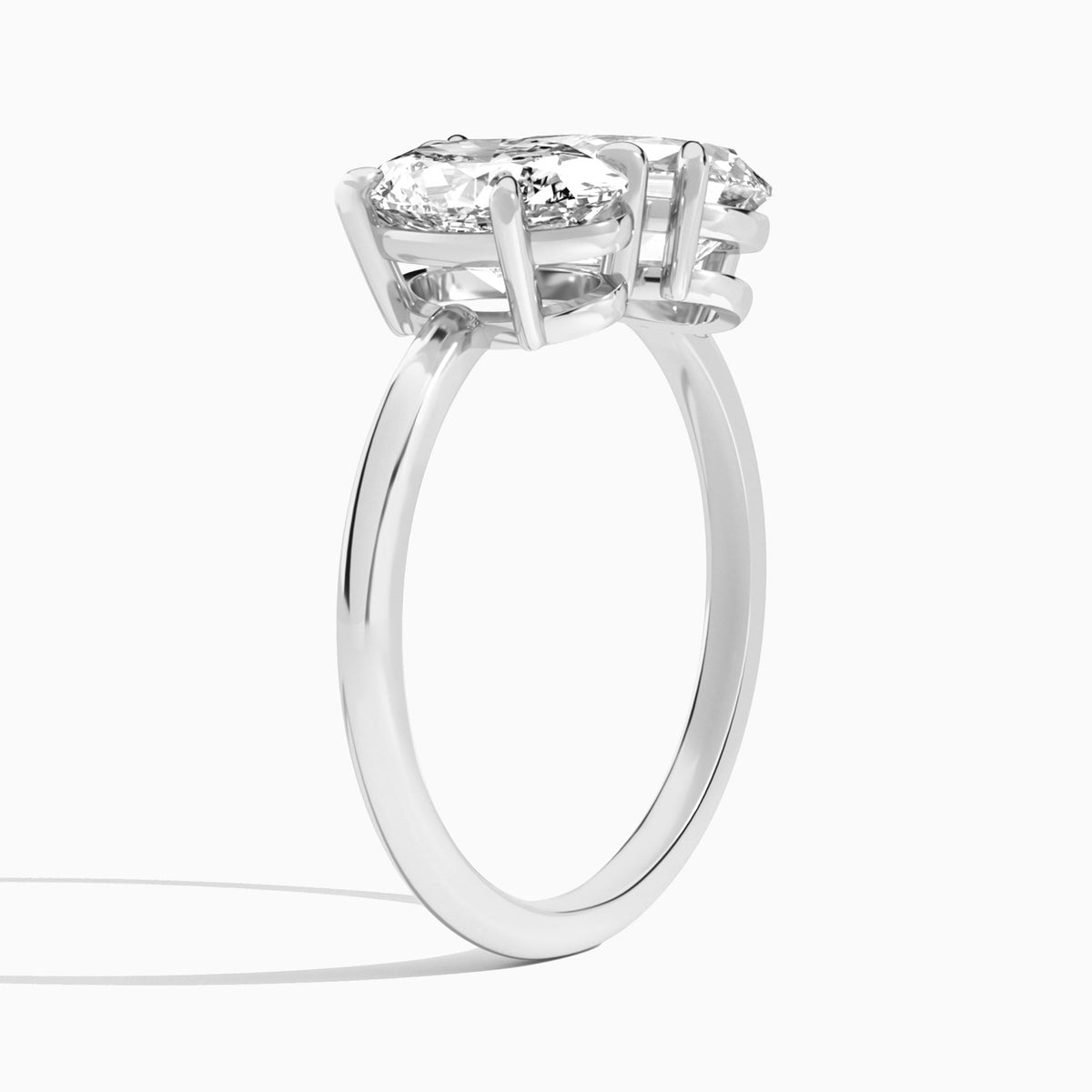 Toi Et Moi Oval and Pear Diamond Engagement Ring In 18K White Gold, Angle View