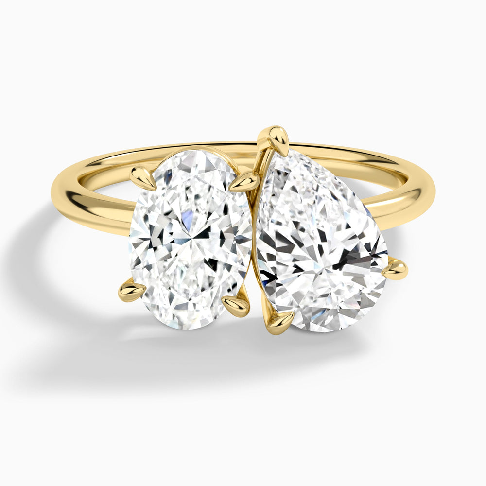 Toi Et Moi Oval and Pear Diamond Engagement Ring In 14K Yellow Gold - Lucenjuri
