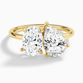 Toi Et Moi Oval and Pear Diamond Engagement Ring In 18K Yellow Gold - Lucenjuri