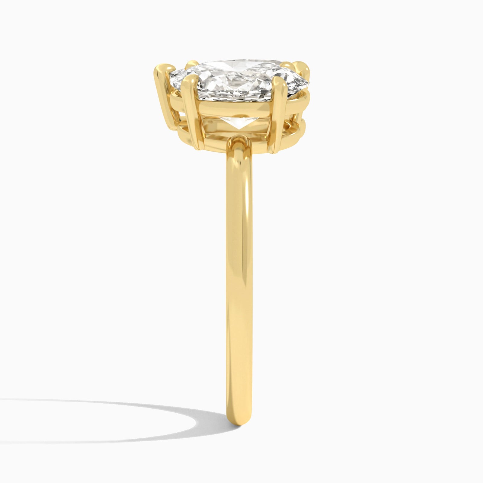 Toi Et Moi Oval and Pear Diamond Engagement Ring In 14K Yellow Gold, Side View