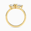 Toi Et Moi Oval and Pear Diamond Engagement Ring In 18K Yellow Gold, Top View