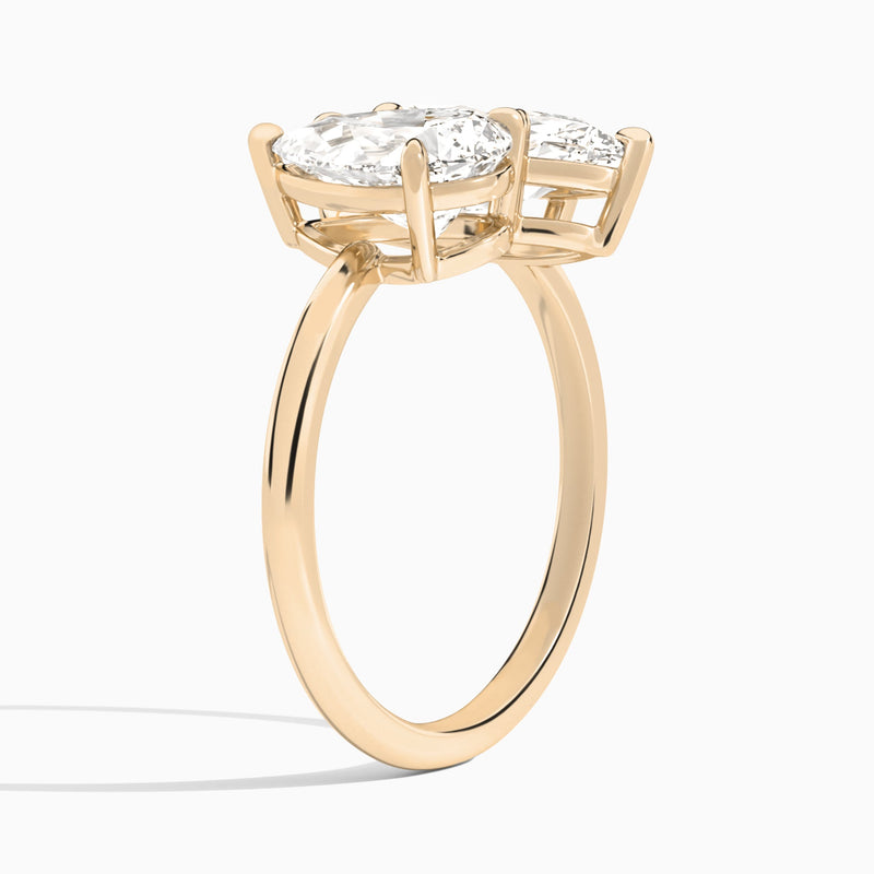 Toi Et Moi Pear and Marquise Diamond Engagement Ring In 14K Rose Gold, Angle View