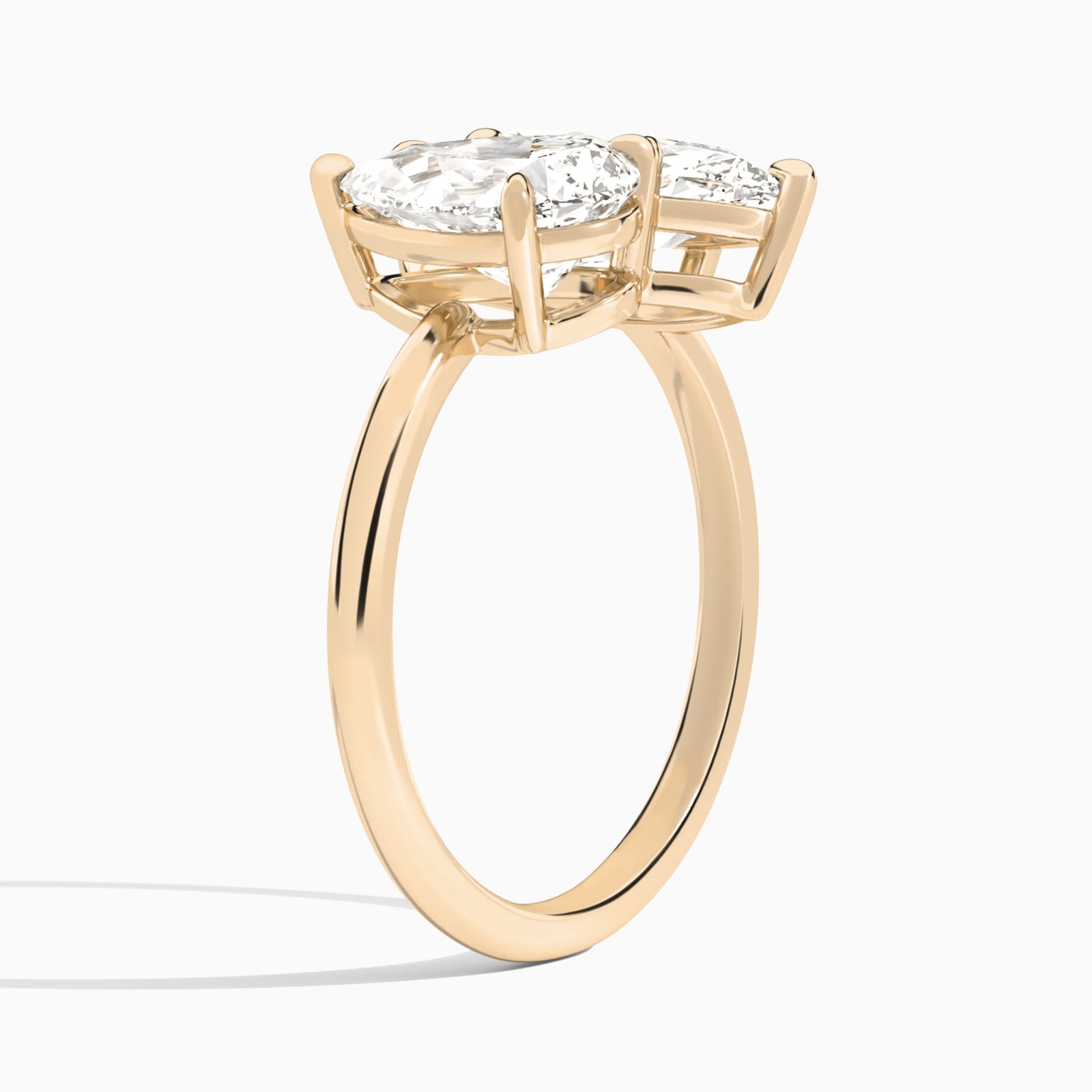 Toi Et Moi Pear and Marquise Diamond Engagement Ring In 14K Rose Gold, Angle View