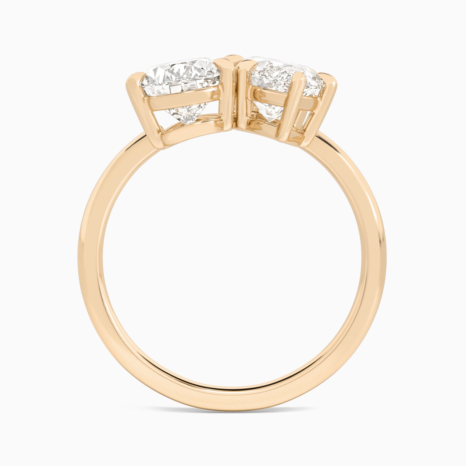 Toi Et Moi Pear and Marquise Diamond Engagement Ring In 14K Rose Gold, Top View
