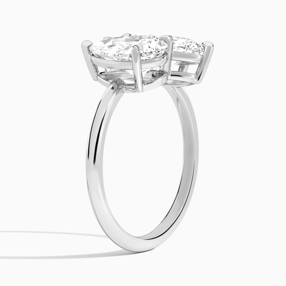 Toi Et Moi Pear and Marquise Diamond Engagement Ring In 14K White Gold, Angle View