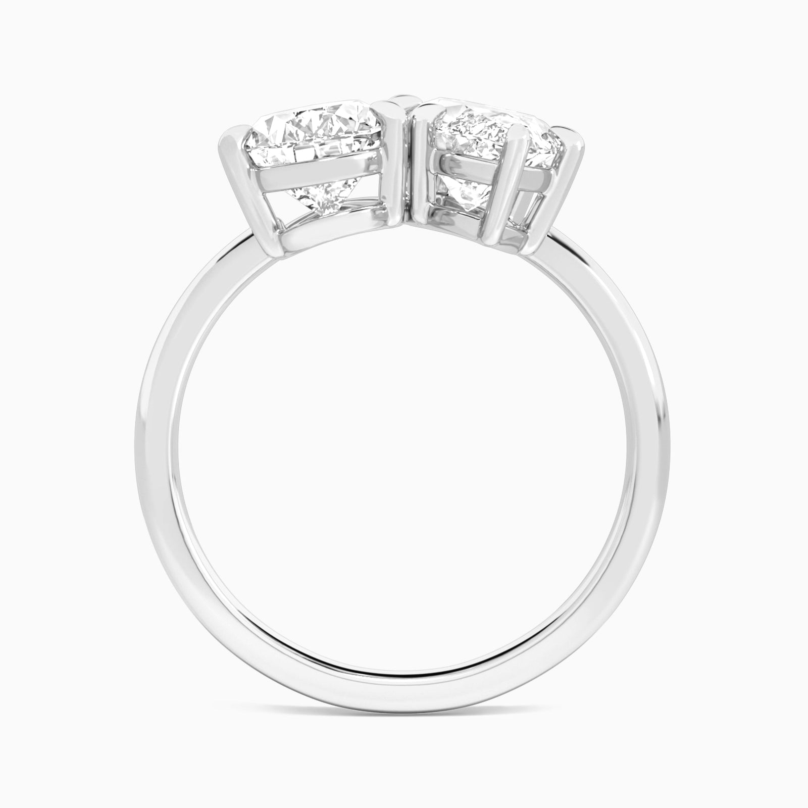 Toi Et Moi Pear and Marquise Diamond Engagement Ring In 18K White Gold, Top View