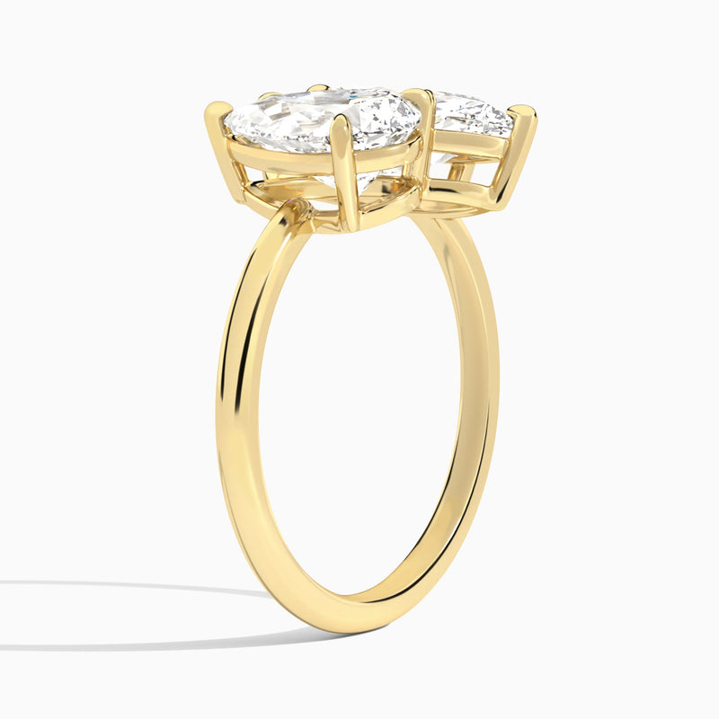 Toi Et Moi Pear and Marquise Diamond Engagement Ring In 18K Yellow Gold, Angle View