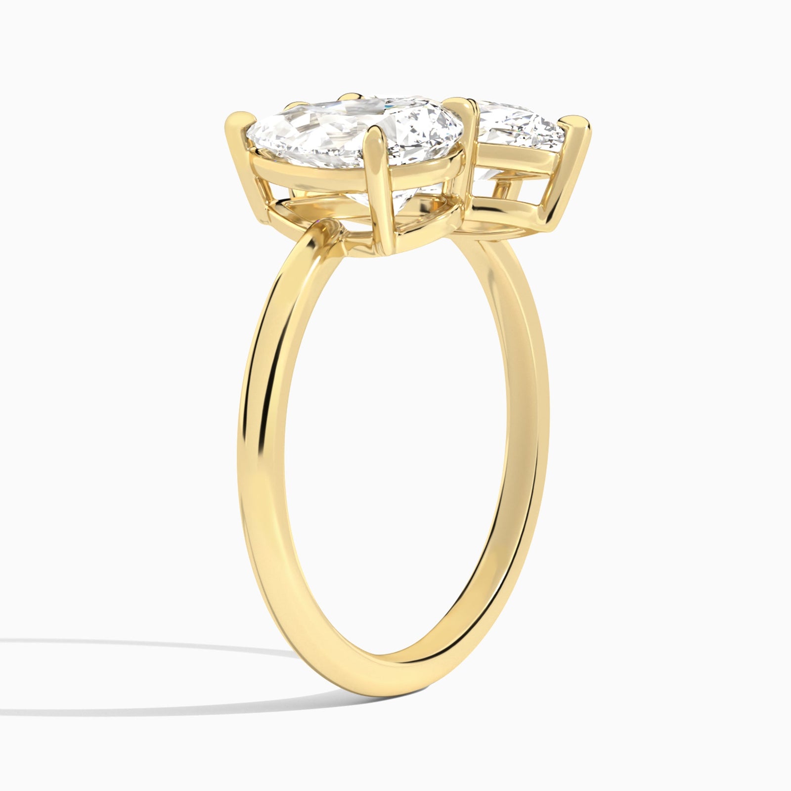 Toi Et Moi Pear and Marquise Diamond Engagement Ring In 18K Yellow Gold, Angle View