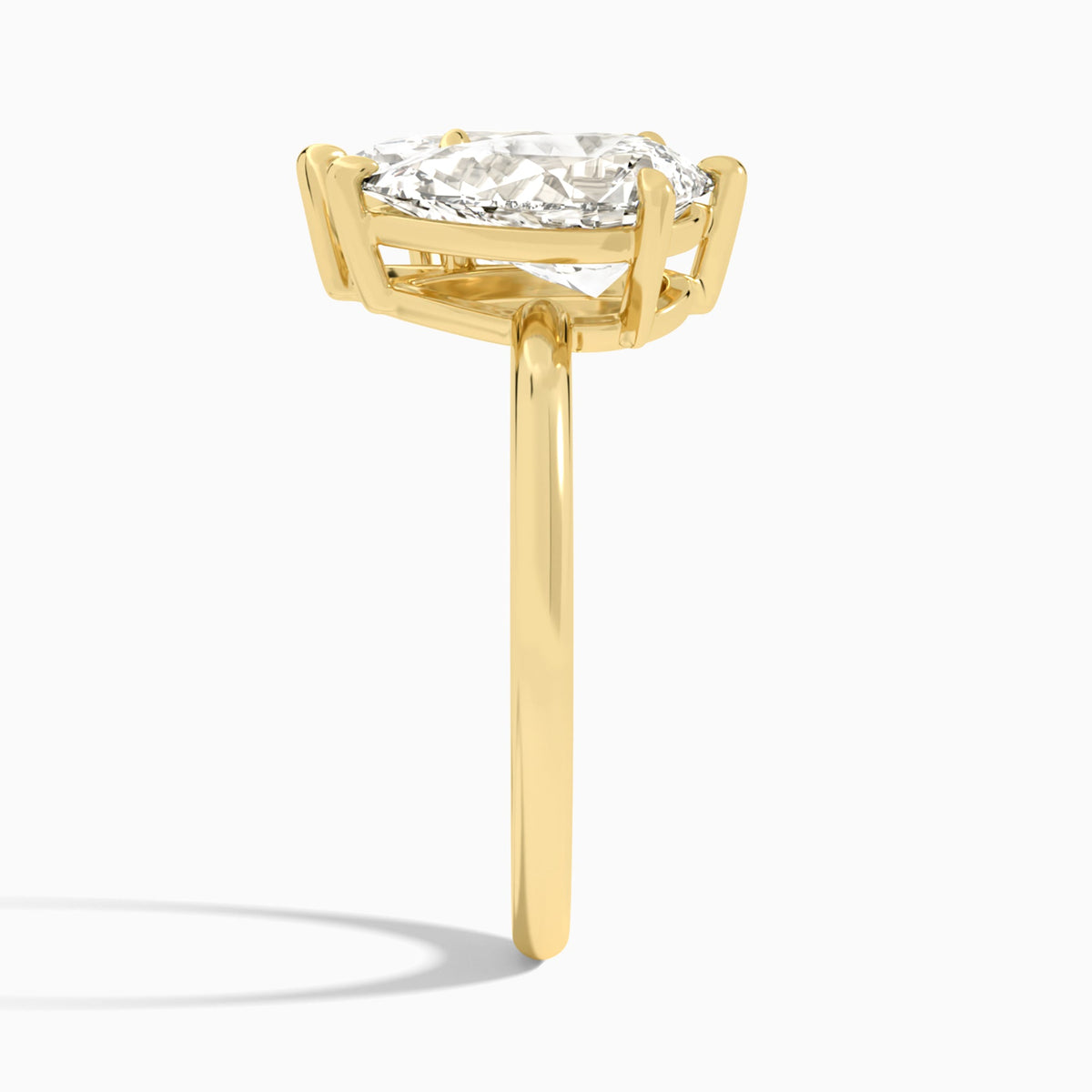 Toi Et Moi Pear and Marquise Diamond Engagement Ring In 14K Yellow Gold, Side View