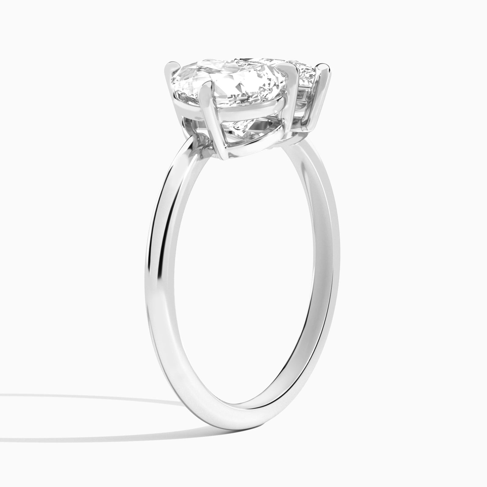 Toi Et Moi Pear and Pear Diamond Engagement Ring In Platinum, Angle View