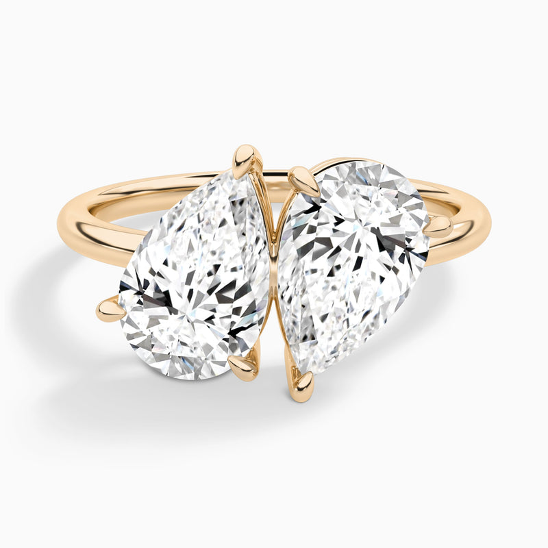 Toi Et Moi Pear and Pear Diamond Engagement Ring In 14K Rose Gold - Lucenjuri