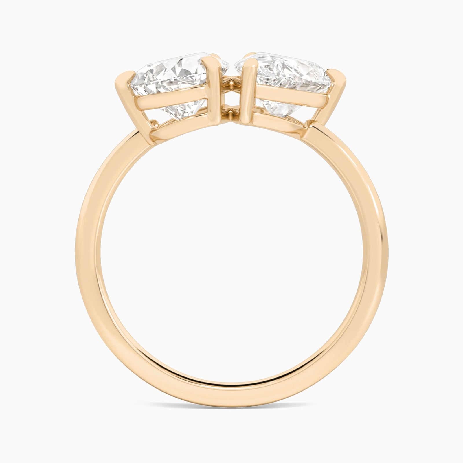 Toi Et Moi Pear and Pear Diamond Engagement Ring In 14K Rose Gold, Top View