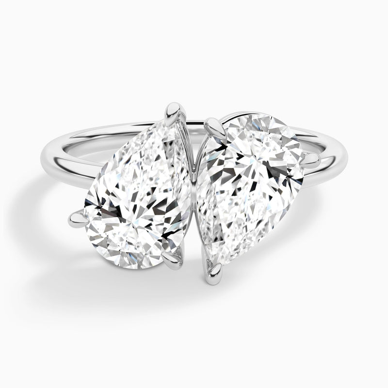 Toi Et Moi Pear and Pear Diamond Engagement Ring In 18K White Gold - Lucenjuri