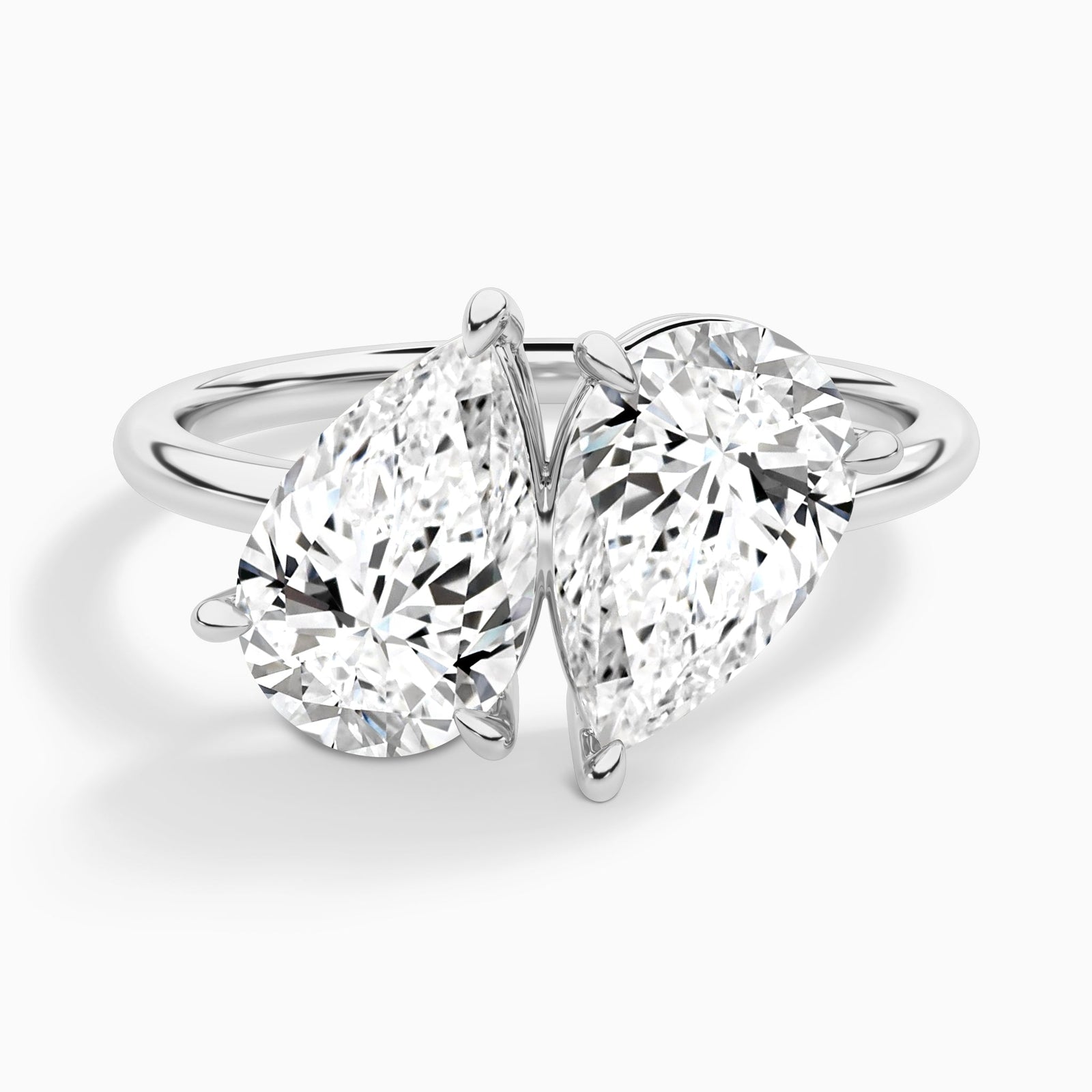 Toi Et Moi Pear and Pear Diamond Engagement Ring In 18K White Gold - Lucenjuri