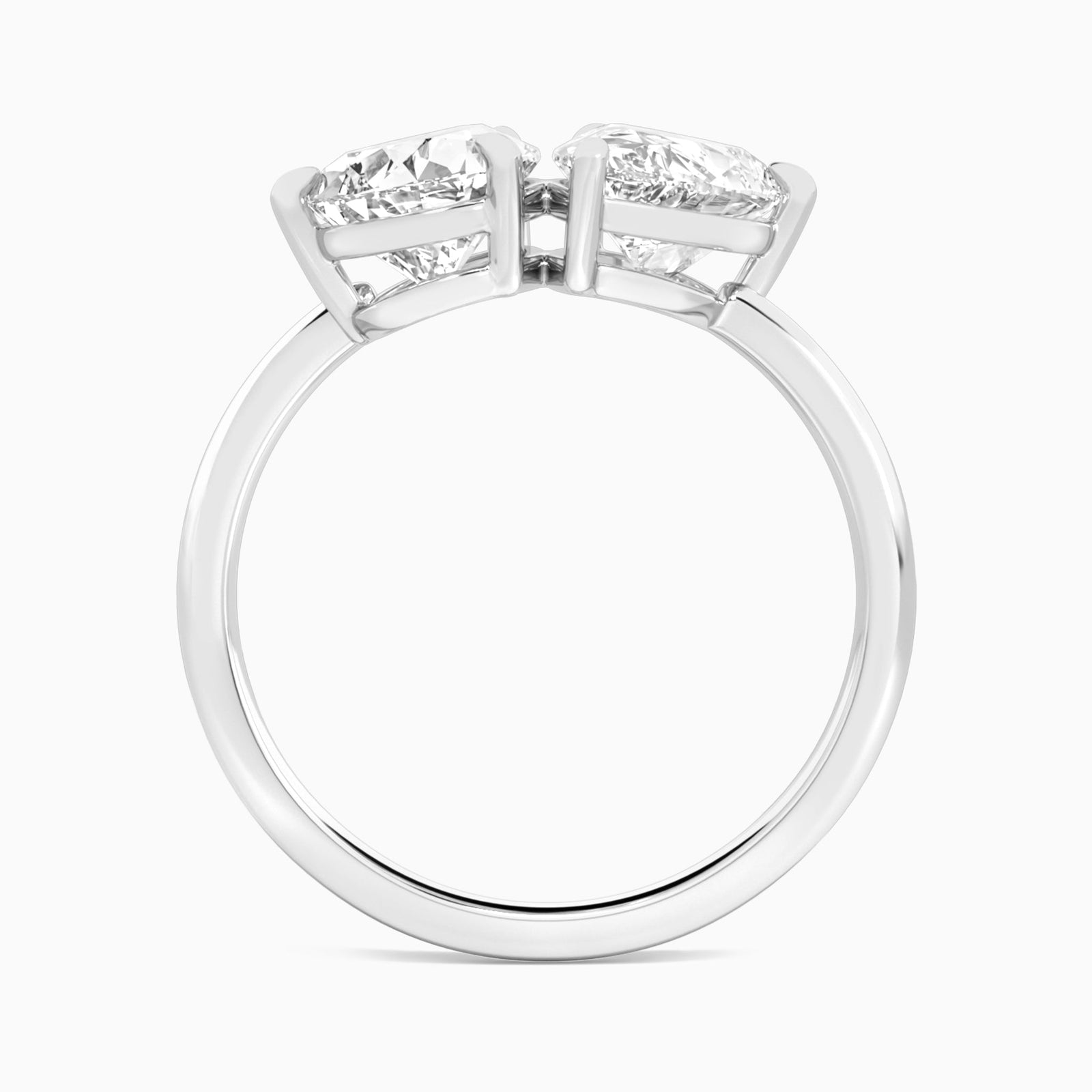 Toi Et Moi Pear and Pear Diamond Engagement Ring In 18K White Gold, Top View