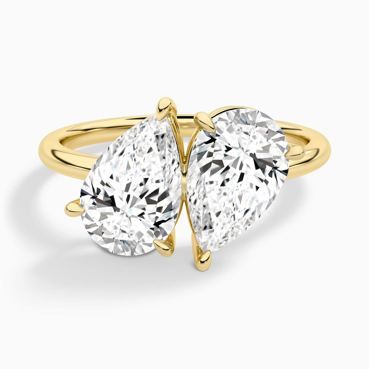 Toi Et Moi Pear and Pear Diamond Engagement Ring In 14K Yellow Gold - Lucenjuri