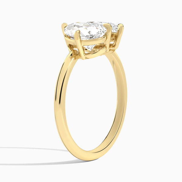 Toi Et Moi Pear and Pear Diamond Engagement Ring In 14K Yellow Gold, Angle View