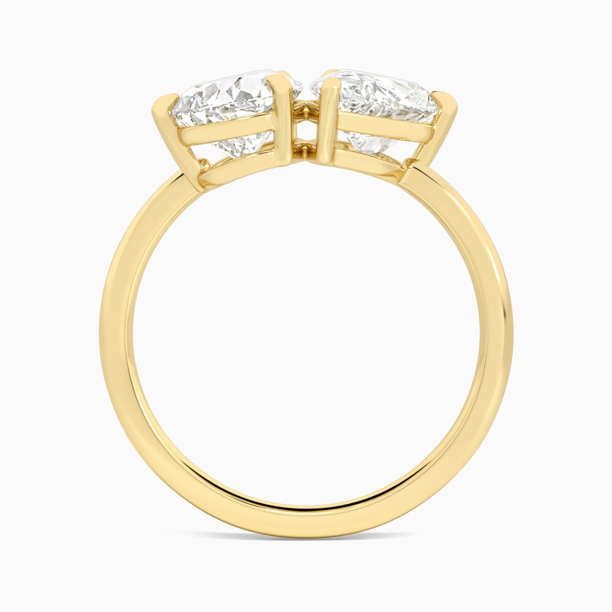 Toi Et Moi Pear and Pear Diamond Engagement Ring In 14K Yellow Gold, Top View