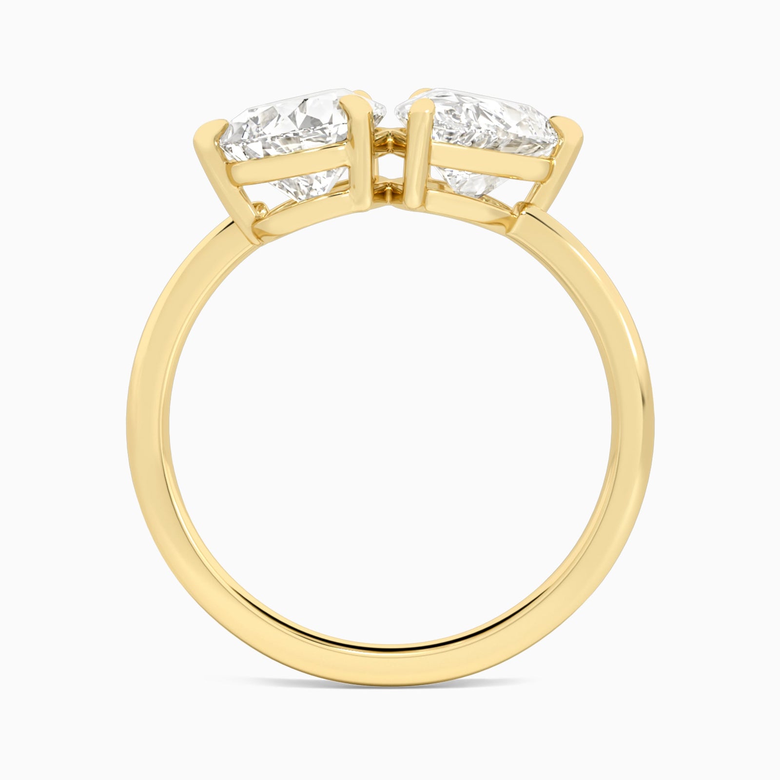 Toi Et Moi Pear and Pear Diamond Engagement Ring In 18K Yellow Gold, Top View