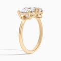 Toi Et Moi Princess and Pear Diamond Engagement Ring In 14K Rose Gold, Angle View