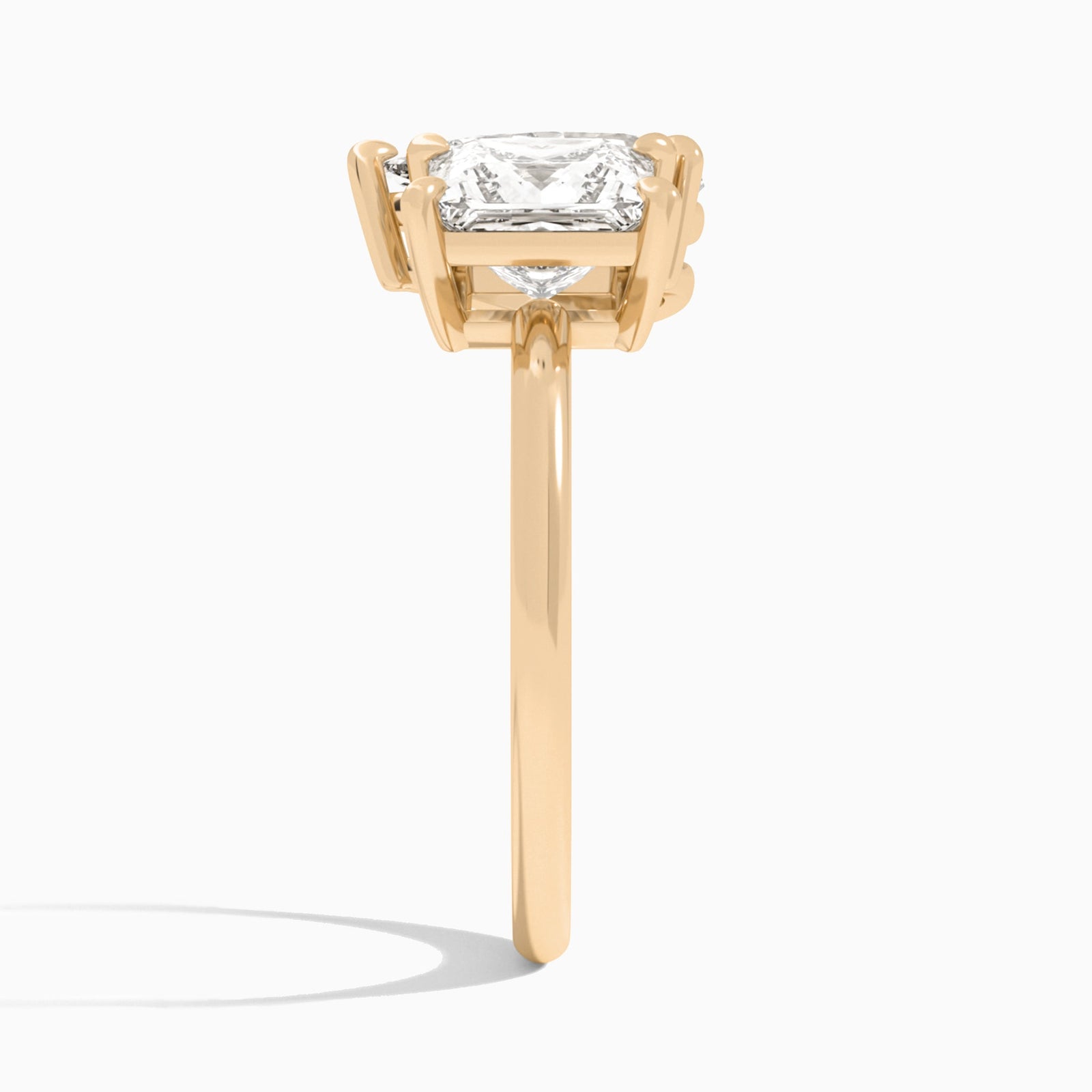 Toi Et Moi Princess and Pear Diamond Engagement Ring In 14K Rose Gold, Side View