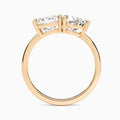 Toi Et Moi Princess and Pear Diamond Engagement Ring In 14K Rose Gold, Top View