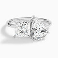 Toi Et Moi Princess and Pear Diamond Engagement Ring In 14K White Gold - Lucenjuri
