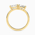 Toi Et Moi Princess and Pear Diamond Engagement Ring In 14K Yellow Gold, Top View