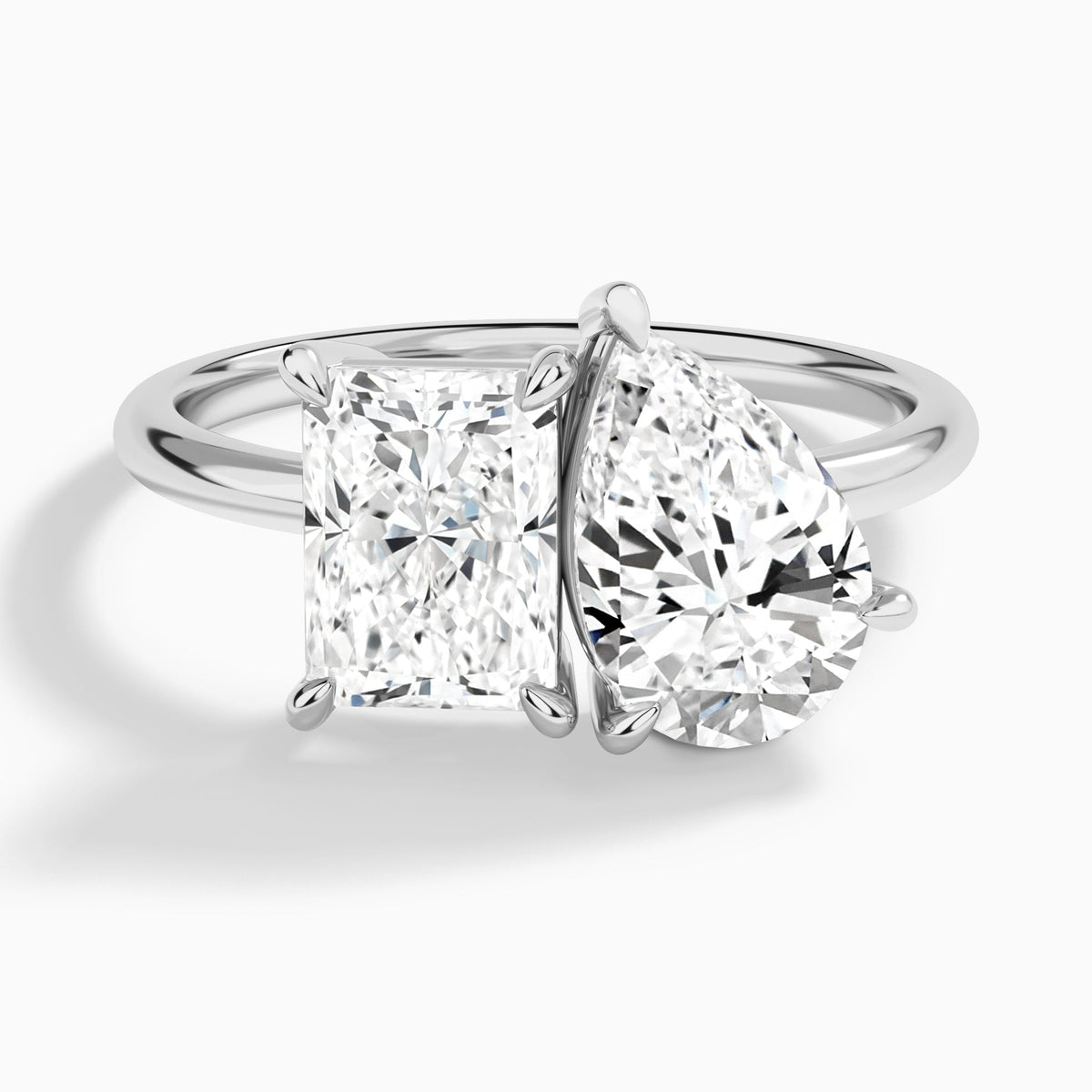 Toi Et Moi Radiant and Pear Diamond Engagement Ring In Platinum - Lucenjuri
