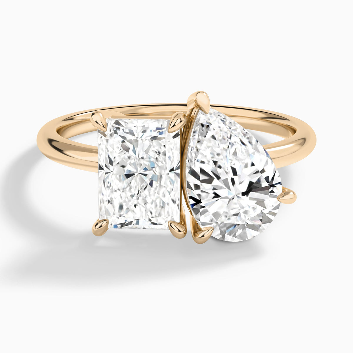 Toi Et Moi Radiant and Pear Diamond Engagement Ring In 14K Rose Gold - Lucenjuri