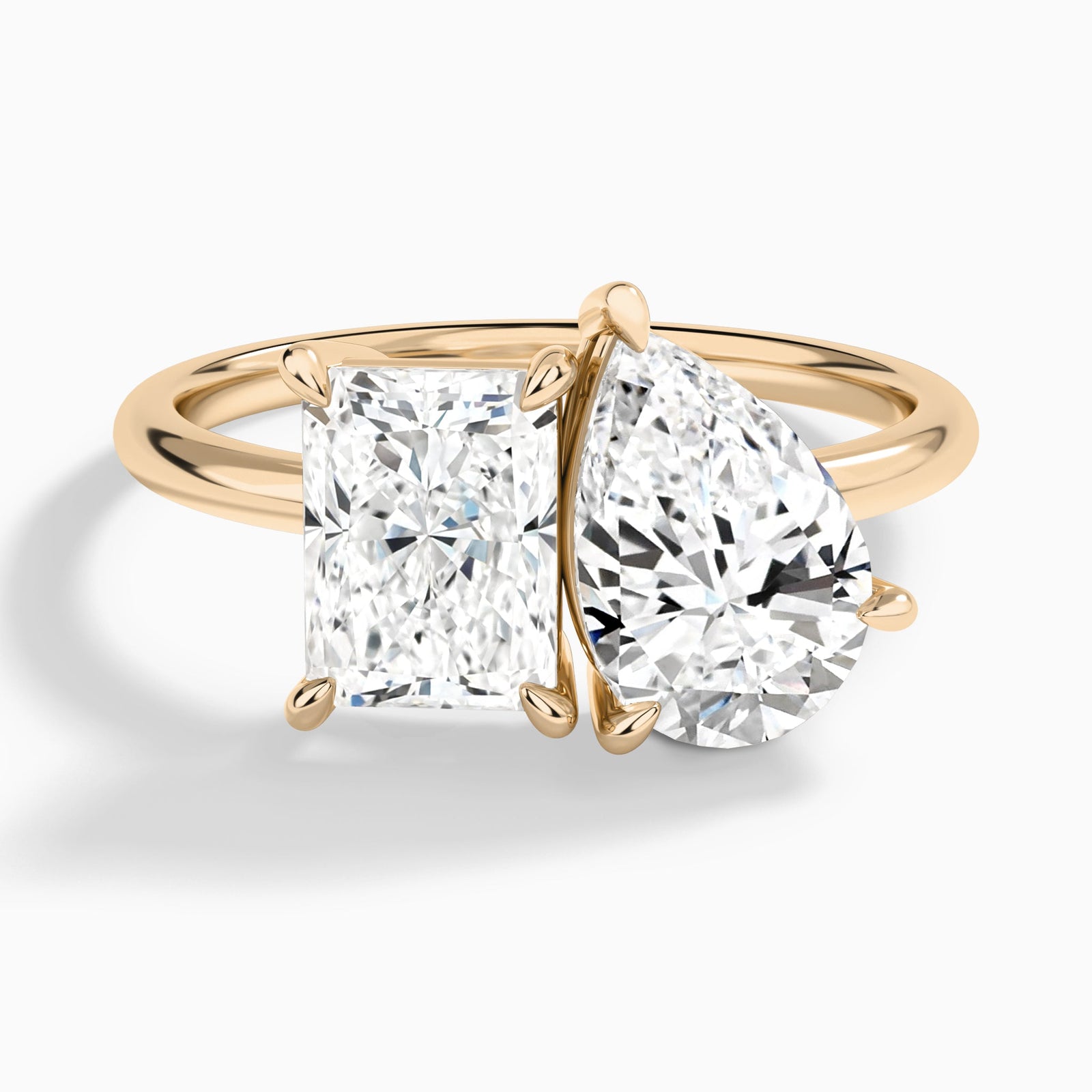 Toi Et Moi Radiant and Pear Diamond Engagement Ring In 14K Rose Gold - Lucenjuri