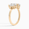 Toi Et Moi Radiant and Pear Diamond Engagement Ring In 14K Rose Gold, Angle View