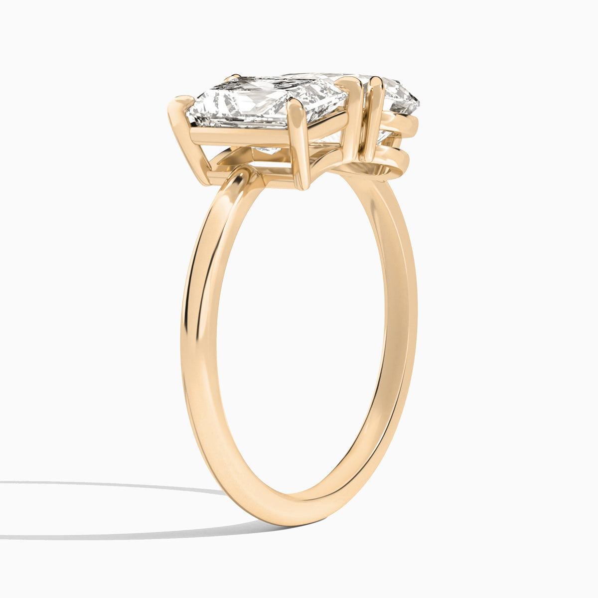 Toi Et Moi Radiant and Pear Diamond Engagement Ring In 14K Rose Gold, Angle View