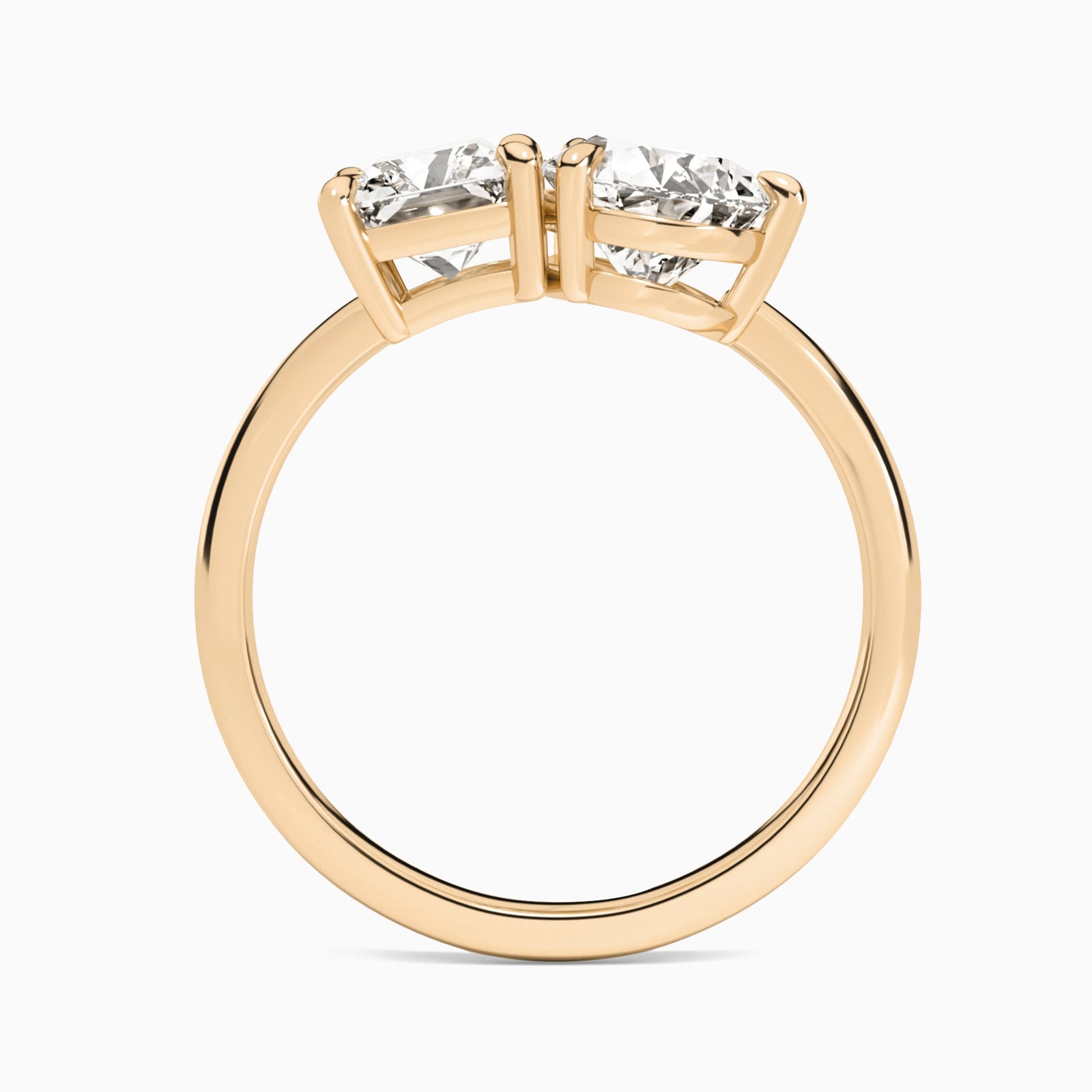 Toi Et Moi Radiant and Pear Diamond Engagement Ring In 14K Rose Gold, Top View