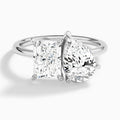 Toi Et Moi Radiant and Pear Diamond Engagement Ring In 14K White Gold - Lucenjuri